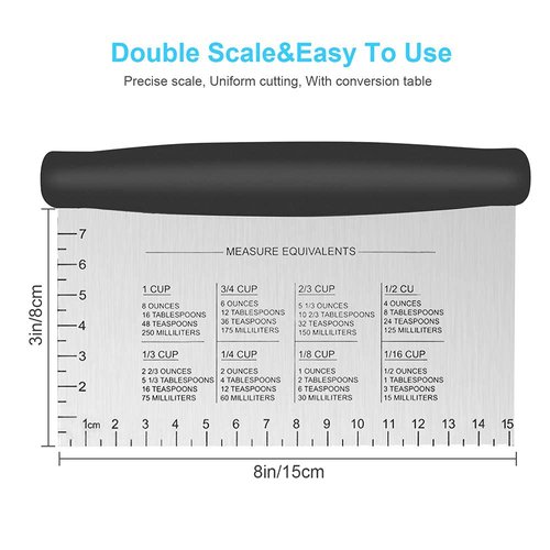 UUBAAR Stainless Steel Bench Scraper and Dough Cutter - Multi-Purpose Kitchen Tool With Contoured Grip for Baking and Cooking