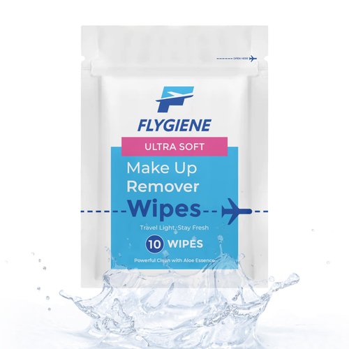 Flygiene Ultra Soft Makeup Remover Wipes - Disposable Individually Wrapped - Pack of 10