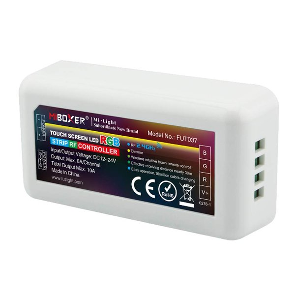 LGIDTECH FUT037 Miboxer RGB LED Strip Light 2.4GHz RF Wireless 4-Zone Controller Receiver Box,Used to 5050 2538 3528 LED Strips Light.Work with FUT096 B3 WL-Box1 Gateway,Compatible with Alexa via hub