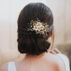 Catey Flower Bride Wedding Hair Clip Gold Hair Comb Rhinestone Wedding Hair Piece Baroque Bridal Hair Clip Side Comb Hair Accessories for Women and Girls
