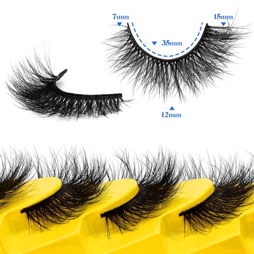 False Eyelashes Fluffy Mink Lashes 3D Volume Cat Eye Lashes 15mm Thick Handmade Fake Eyelashes Soft No Burden Strip Lashes,7 Pairs Lashes Pack by ESHARP
