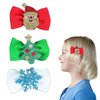 3pcs Christmas Bow Hair Clips for Girls, Red Green White Bow Hair Clips Sparkly Santa Clause Snowflake Xmas Tree Hair Barrettes, Christmas Hair Accessories Party Favors Gifts for Baby Girls Toddlers