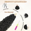 18 INCH Black Faux Locs Crochet Hair - 8-Pack Goddess Locs Crochet Hair Soft Boho Crochet Synthetic Braided Hair Extensions Crochet Hair for Black Women (Black#)