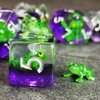 Sage's Portal Animal Familiars Resin DND Dice Set Polyhedral Dice Set for Dungeons and Dragons RPG Pathfinder Tabletop TTRPG (Green Frog)