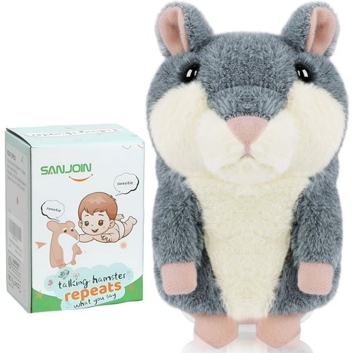 TWORIVER Toddler Toys for Ages 2-4 Talking Hamster Repeats What You Say,Toys for 2 3 4 Year Old Girl Boy Birthday Gift,Easter Basket Stuffers for Toddler 2 Year Old Girl Toys Stuffed Animals Toy Gray