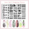 Biutee Nail Stamping Plate French Tip Nail Stamp Plate 2PCS French Line Lace Nail Stamping Kit with Nail Stamper Nail Plates Templates for Nail Art Decoration DIY