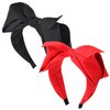 JINBUYAO Red Bow Headband For Women Black Knot Hair Bands Big Bowknot Hair Hoop Knotted Wide Turban Headbands Hair Band Bows Hair Accessories (Black&Red)