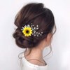 Unicra Bride Wedding Hair Comb Sunflower Bridal Side Comb Crystal Hair Accessories for Women and Girls (Silver)