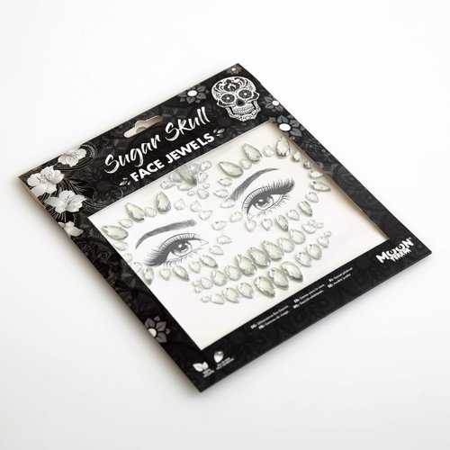 Face Jewels by Moon Terror - Festival Face Body Gems, SFX Make up, Crystal Make up Eye Glitter Stickers, Temporary Tattoo Jewels, Special Effects Make up (Sugar Skull)