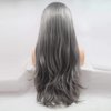 xiweiya Grey Wig Long Ash Grey Wig Nature Wave Hair Middle Part Synthetic Lace Front Wigs For Women 24 inch