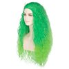 Unisex Women 80cm Long Curly Dark Brown Hair Halloween Cosplay Costume Wig for Girl (Gradient Green)