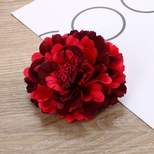 Boho Peony Flower Brooch Fashion Women's Hair Clip, Bohemia Peony Flower Hair Clip, Flamenco Dancer Flower Brooch, Party Women's Flower Hair Clip, Hair Accessories, Wedding Set (Wine red)