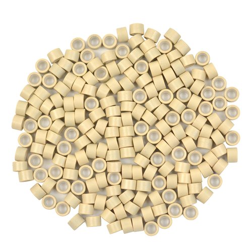 200 Pcs Silicone Lined Micro Rings Links Beads 4.0 mm Beads for Hair Extensions (Blonde)