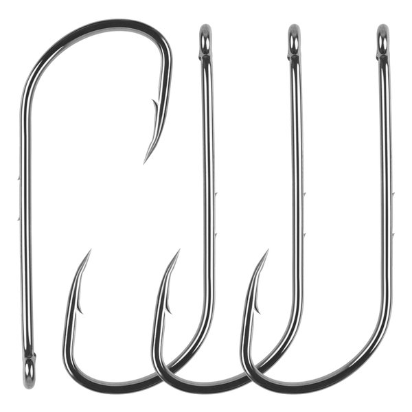 AGOOL Baitholder Fishing Hooks, 50/150pcs Bait Holder Hooks Barbed Shank Beak Long Shank Hooks Offset Shank with 2 Barbs J Hooks Snelled Hooks Bait Keep Hooks for Saltwater Freshwater Fishing