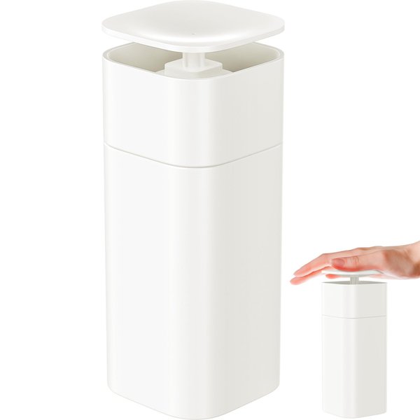 DOITOOL Push Down Empty Pump Dispenser Bottle, Push Down Liquid Pumping Empty Bottle Dispenser for Nail Polish and Makeup Remover, 2.75 x 2.75 x 7inch, White