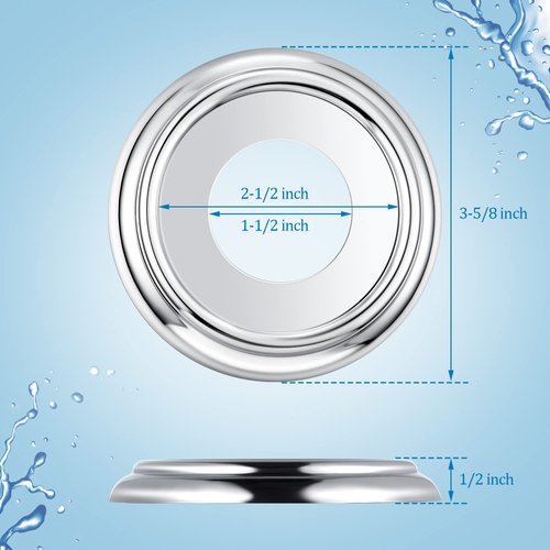 1 Pack Metal Tub Spout Cover Ring, Chrome Bathroom Faucet Remodeling Wall Plate with 1 Pcs Foam Gasket, 1-1/2 Inch ID and 3-5/8 Inch OD