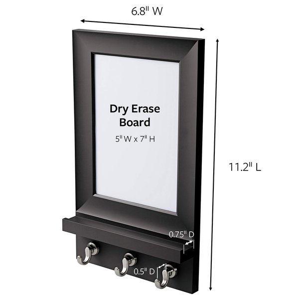 Command Dry Erase Message Center, Slate, 1-Message Center with Key Hooks, 8-Medium Strips, Great for dorm decor