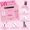 DIY Lash Extension Kit Cluster Lashes Kit with 120 Pcs Lash Clusters Lash Bond Overnighter Remover Eyelash Applicator Beginner DIY Lashes Kit Easy to Use(DIY Lash Kit-Tufted)