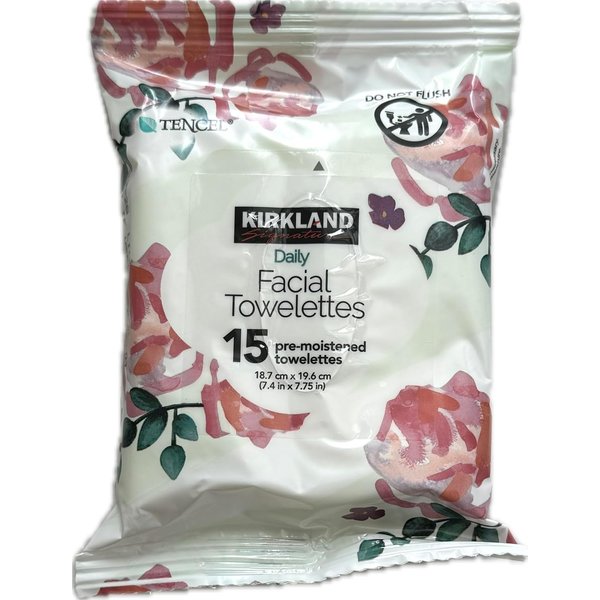 Kirkland Daily Facial Towelettes. Gentle Cleansing for Everyday Refreshment.For all skin types.15 Count.Remove makeup.Cleanse, Hydrate and Balance with One Towelette.