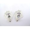 Generic 2 small gray crystal silver metal vintage style alligator hair clip fine hair
