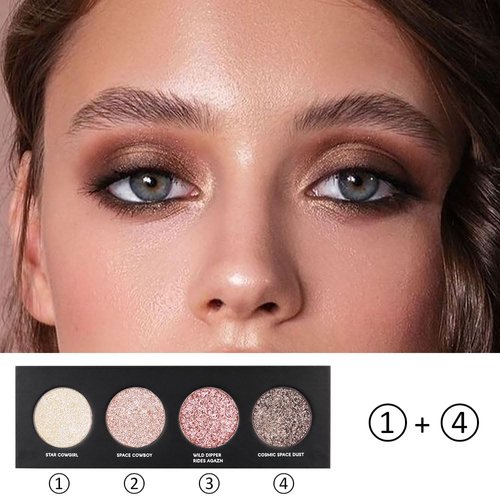 AMY'S DIARY 4 Colors Shany Highlight Eyeshadow Palette Cosmetics, Shimmer Eye shadow Palette, Cruelty-Free and Vegan Formula, Glitter Shimmer Eyeshadow for Professional Makeup Kit(11#)