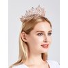 SH Full Round Queen Crown for Women, Rhinestone Princess Tiaras and Crowns Rose Gold Birthday Tiara Headband Halloween Party Hair Accessories Cake Topper