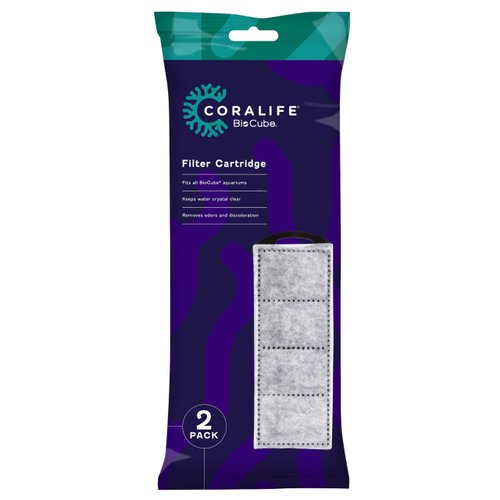 Coralife BioCube Aquarium Fish Tank Water Filter Cartridge For All Sizes, 2 Pack