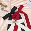 3Pcs Hair Bows Clip for Women Girls Satin Hair Ribbon Bows for Hair Long Tail French Barrettes Hair Accessories for Parties Weddings-Black/Red/Beige