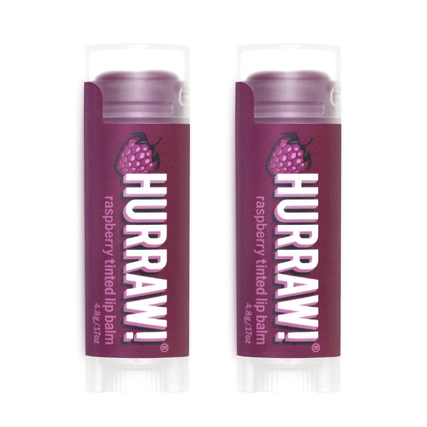 Hurraw! Raspberry Tinted Lip Balm, 2 Pack: (Sheer Berry Tint) Organic, Certified Vegan, Cruelty and Gluten Free. Non-GMO, 100% Natural Ingredients. Bee, Shea, Soy and Palm Free. Made in USA