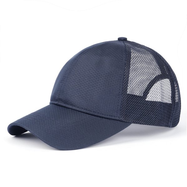 Zylioo Unisex Breathable Mesh Baseball Cap,Low Profile Buckle Running hat,Quick Dry Trucker Hats for Big Heads Navy Blue