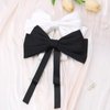 2Pcs Big Satin Hair Bows for Women Girls 10 Inch Barrette Hair Clip Long Black Silk Ribbon bride Wedding Bows French Style Hair Accessories (Black+White-C)