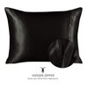 ShopBedding Black Satin Pillowcase for Hair and Skin, Silk Pillowcase Black 2 Pack, Luxury Satin Pillowcases with Zipper Closure, Satin Pillow Case Cover Standard Satin Silk Pillowcase for Hair & Skin