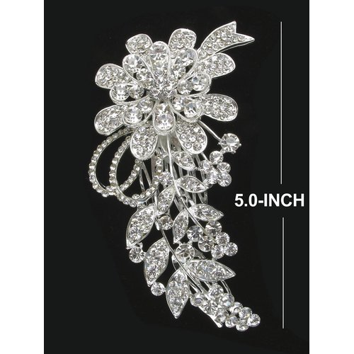 DivaDesigns Bridal Crystal Flower Hair Piece Hair Comb Crystal Clear