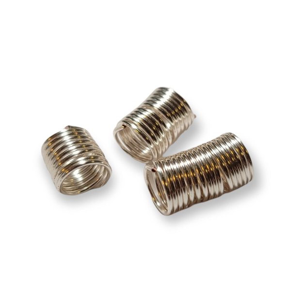 Beaditwearitloveit Copper Dreadlock Coils Wire Wrapped Loc Jewelry Beads For Braids Twists Natural Hair Cuffs Handmade Accessories (Silver)