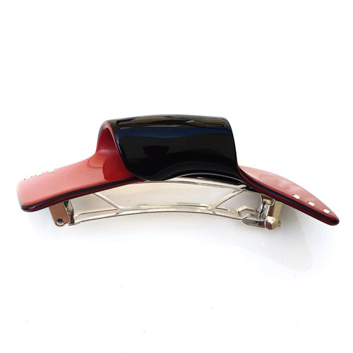 Wardani , medium flat twisted ribbon bow tie with swarovski handmade in France (RED)