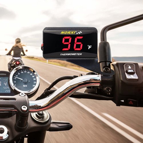 Motorcycle Water Temp Gauge Fahrenheit Display 32~248F Over-Temperature Alert, Universal Digital Temperature Meter with Temp Sensor Adapter for Most Car Marine Motorcycle Digital Meter(Blue,22mm)
