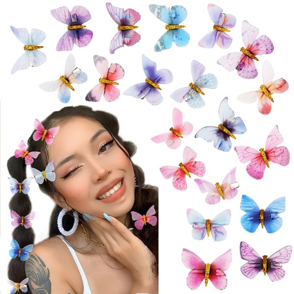 20PCS Butterfly Clips,Butterfly Hair Clips,Small Hair Clips,Y2K Accessories,Hair Clips for Thick Hair,Cute Hair Clips,Butterflies,Hair Glitter,Butterfly Clips for Hair,Kawaii Hair Accessories