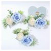 MAFELOE Artificial Flower Bridal Hair Comb, Wedding Hair Side Comb, Hair Accessories for Women and Girls-Light Blue+Beige