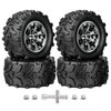 HobbyPark Pre-Glued RC Truck Tires and Chrome Wheels 12mm Hex 1/10 Scale Tyres for Traxxas Hoss 4x4 Stampede 2wd VXL Redcat Volcano EPX Pro 3S 4S Lipo Brushless Monster, 4 Sets