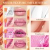 Hulyfw 4Pcs Hydrating Lip Glow Oil,Moisturizing Lip Oil Big Brush Head Long Lasting Hydrating Shimmery Transparent,Glass Lip Glow Oil Nourishing Repairing & Non-sticky Lip Gloss Makeup Set A