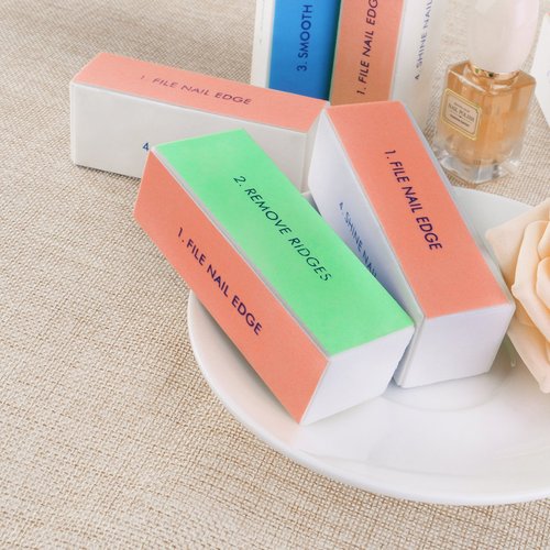 inksky 4-way Manicure Buffer Nail Shiner Sponge Nail File with Brushed Fabric Building Blocks - 10 pcs
