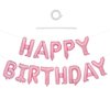 TONIFUL Light Pink Happy Birthday Balloons Banner, 16 Inch Mylar Foil Letters Birthday Sign Bunting Reusable for Girls Boys Kids & Adults Birthday Decorations and Party Supplies