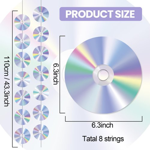 Naozinebi CD Disco Banners Retro 90s Theme Hanging Swirl Ceiling Y2K Early 2000s Party Decorations 50s 70s 80s Music Party Favors for Music Birthday Party Wall Decor Supplies 8Pcs