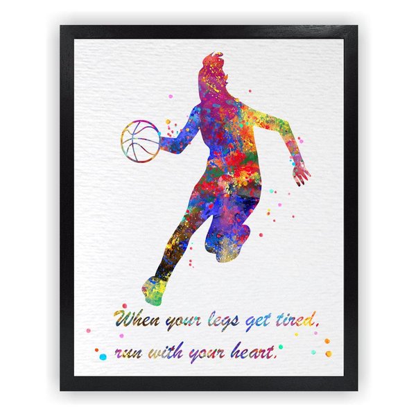 Dignovel Studios 11X14 Unframed Basketball Girl When Your Legs Get Tired Motivational Watercolor Art Print Poster Housewarming Wall Giclee Office Home Decor DN521