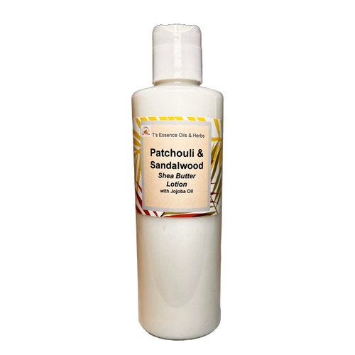 Patchouli & Sandalwood Lotion - Shea Butter & Jojoba Oil, Paraben Free, Handblended, Dry Itchy Skin, Ultra Hydrating (8oz.)