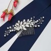 Latious Crystal Bride Wedding Hair Comb Silver Pearl Bridal Hair Pieces Rhinestones Hair Clip Prom Hair Accessories for Women and Girls