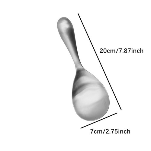 2 Pack Thickened Stainless Steel Rice Spoons, 8 Inch Rice Cooker Serving Spoons Soup Paddle Ladle Spoon Kitchen Set, Easy To Clean (Silver)