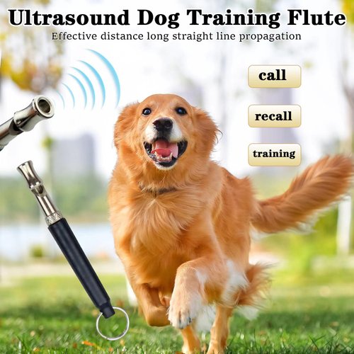 FSZMan 2 Pack Dog Whistle, 2 Pack Dog Clicker, 2Pack Lanyard, Dog Training Kit, Professional Recall Dog Training Whistles, Adjustable Ultrasonic Silent Dog Whistle (Black)