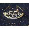 Dgasin 55th Birthday Tiara and Sash Happy 55th Birthday Party Supplies 55 Fabulous Black Glitter Satin Sash and Crystal Tiara Princess Birthday Crown for Women 55th Birthday Party Decorations