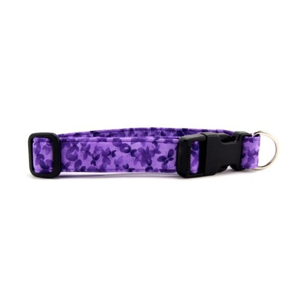 K9 Bytes Purple Butterflies Soft Adjustable Dog Collar with Quick Release Buckle Small